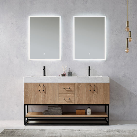 Alistair 60B" Double Vanity in North American Oak