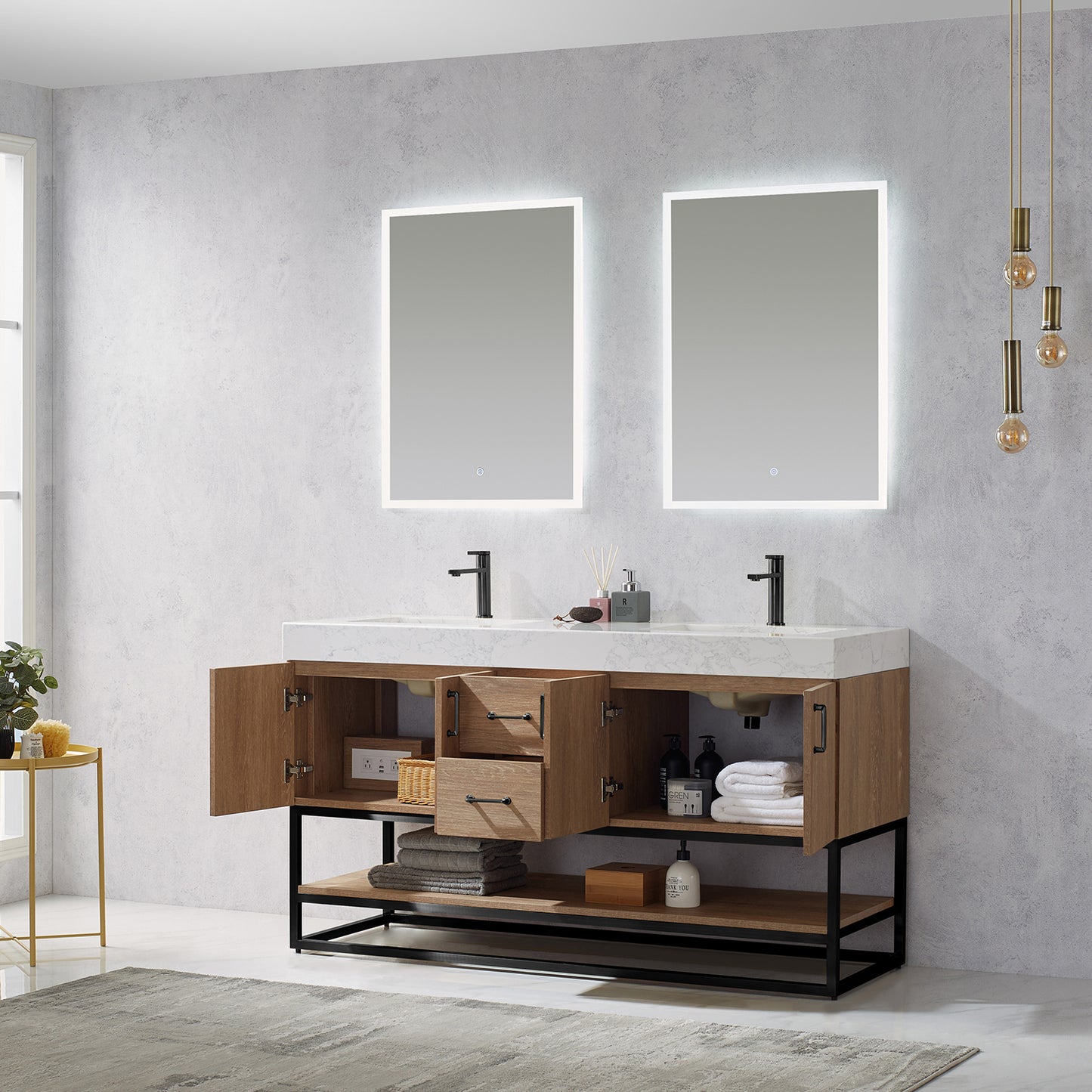 Alistair 60B" Double Vanity in North American Oak