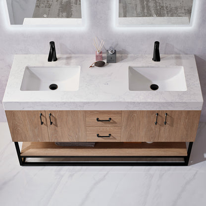 Alistair 60B" Double Vanity in North American Oak