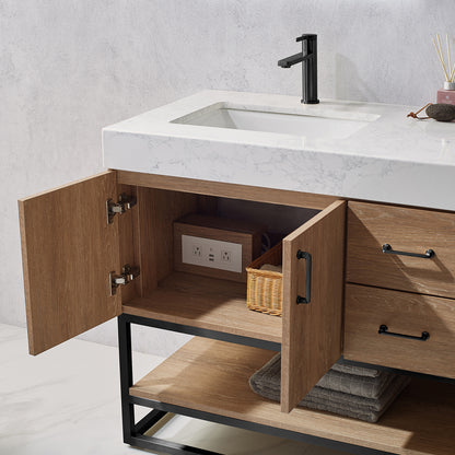 Alistair 60B" Double Vanity in North American Oak