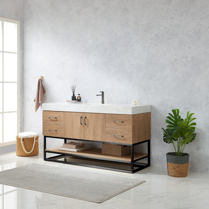 Alistair 60BS" Single Vanity in North American Oak