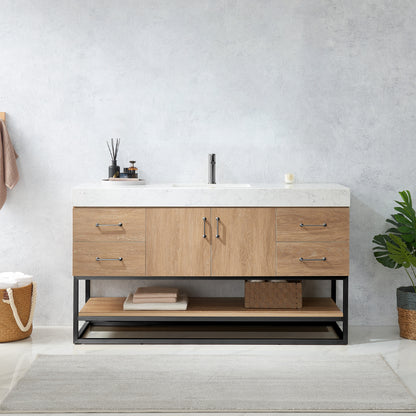 Alistair 60BS" Single Vanity in North American Oak