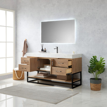 Alistair 60BS" Single Vanity in North American Oak