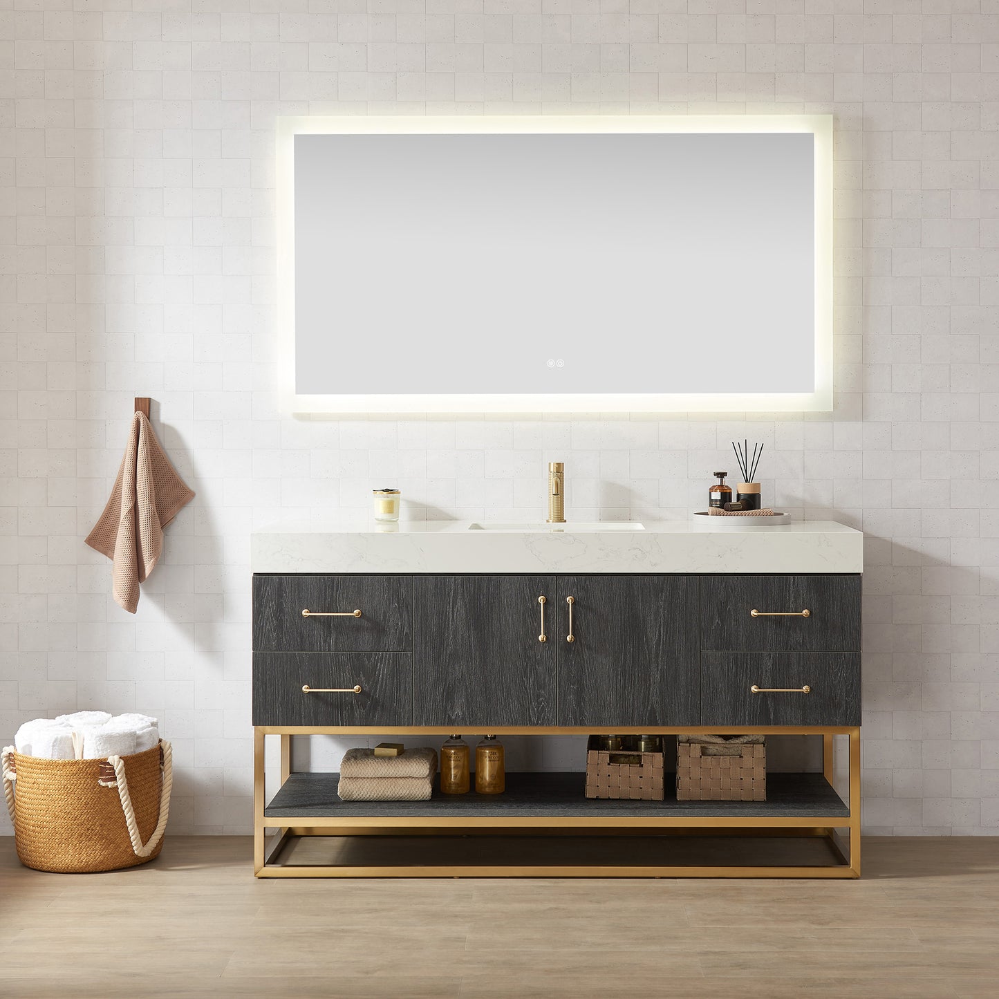 Alistair 60" Single Vanity in North American Black Oak