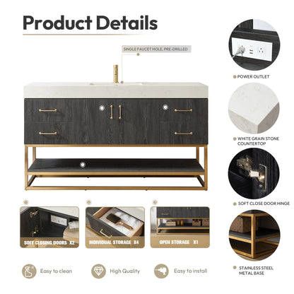 Alistair 60" Single Vanity in North American Black Oak