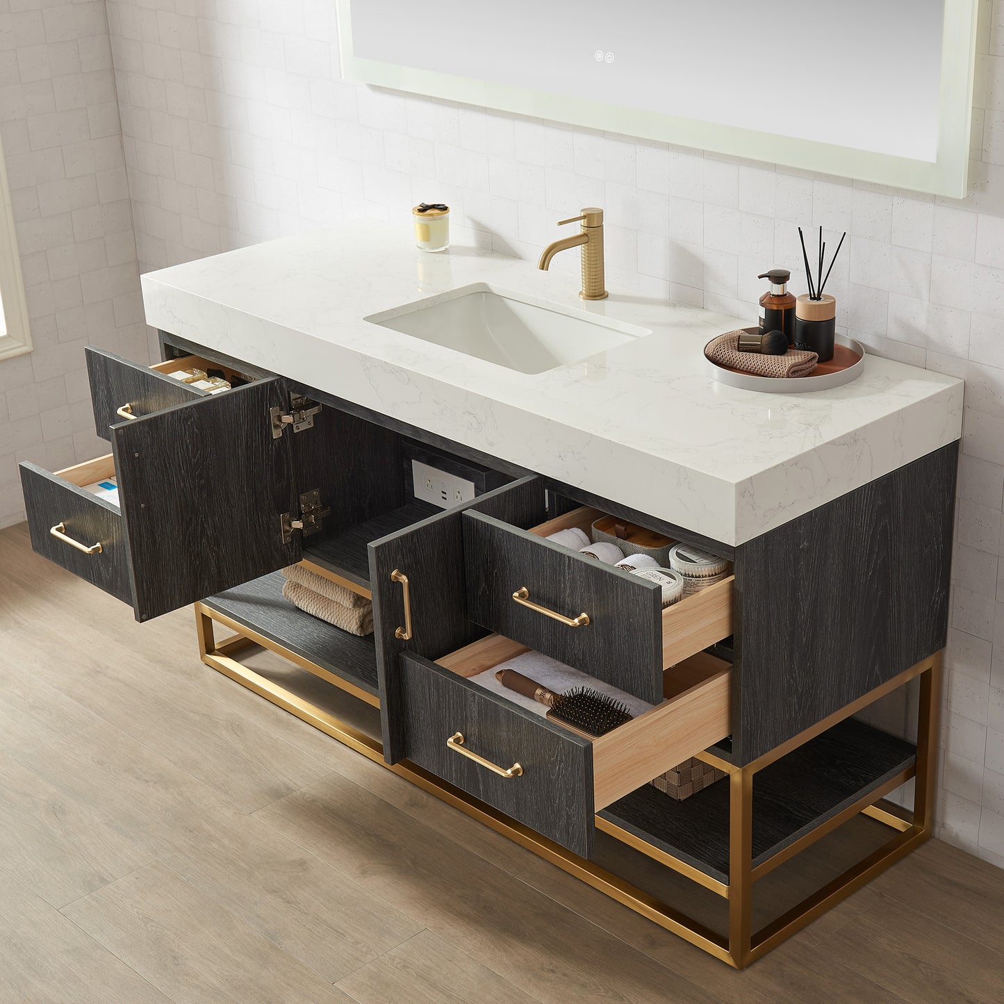 Alistair 60" Single Vanity in North American Black Oak