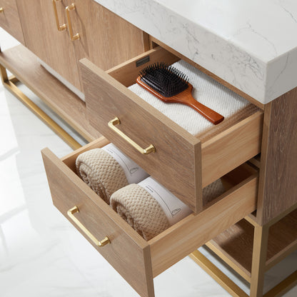 Alistair 60S" Single Vanity in North American Oak