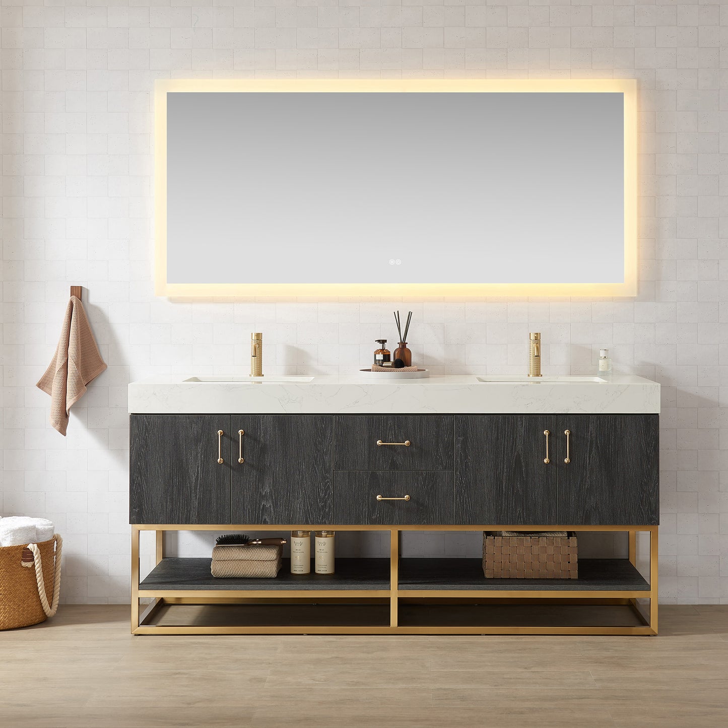 Alistair 72" Double Vanity in North American Black Oak
