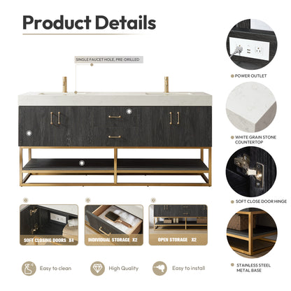 Alistair 72" Double Vanity in North American Black Oak