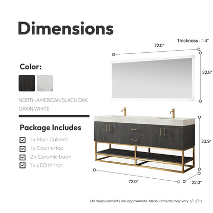 Alistair 72" Double Vanity in North American Black Oak
