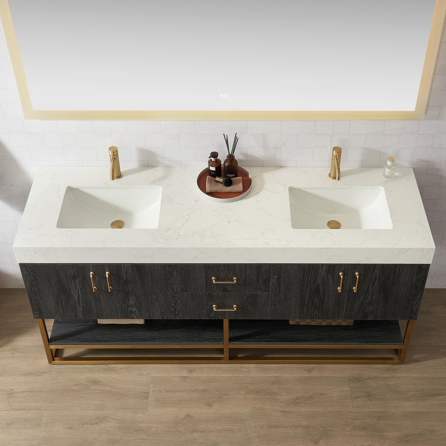 Alistair 72" Double Vanity in North American Black Oak