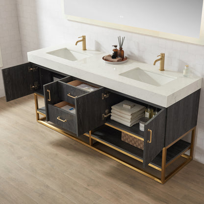 Alistair 72" Double Vanity in North American Black Oak