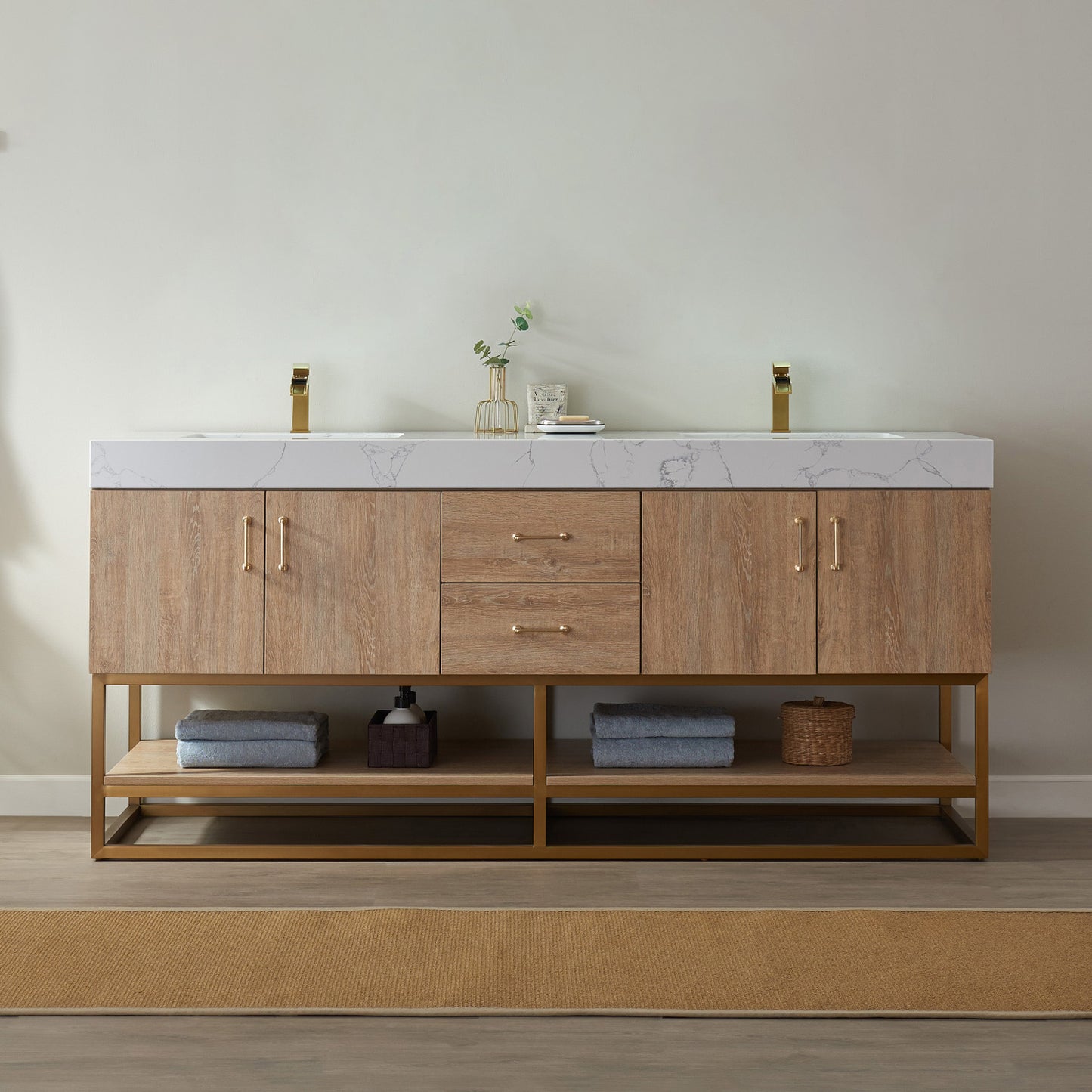 Alistair 72" Double Vanity in North American Oak