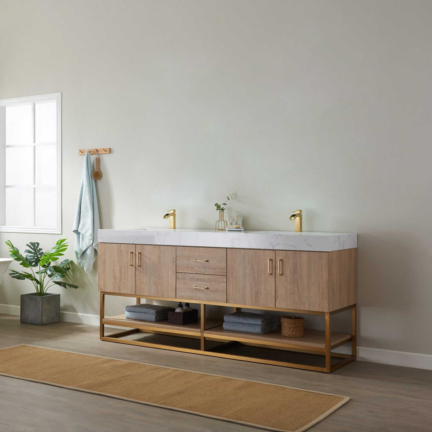 Alistair 72" Double Vanity in North American Oak