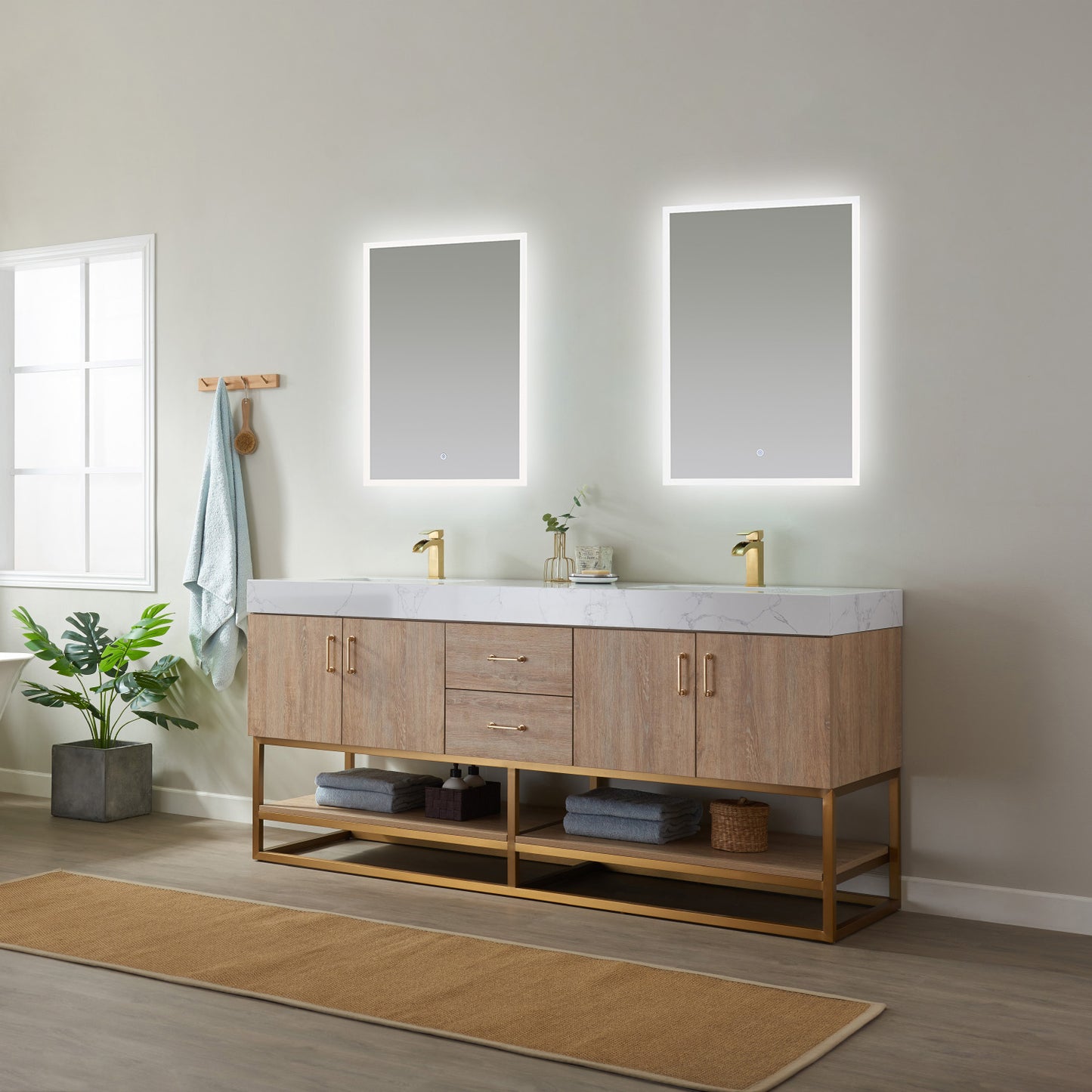 Alistair 72" Double Vanity in North American Oak