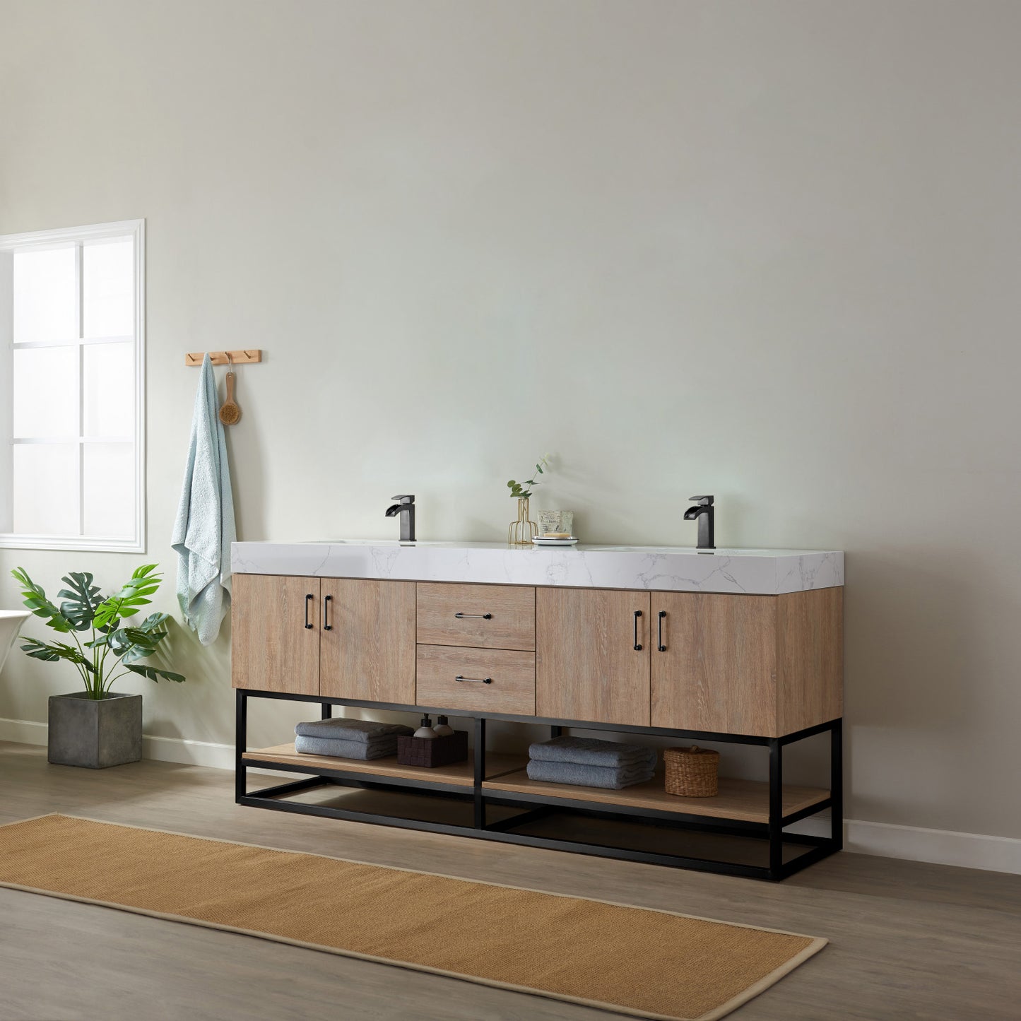 Alistair 72B" Double Vanity in North American Oak