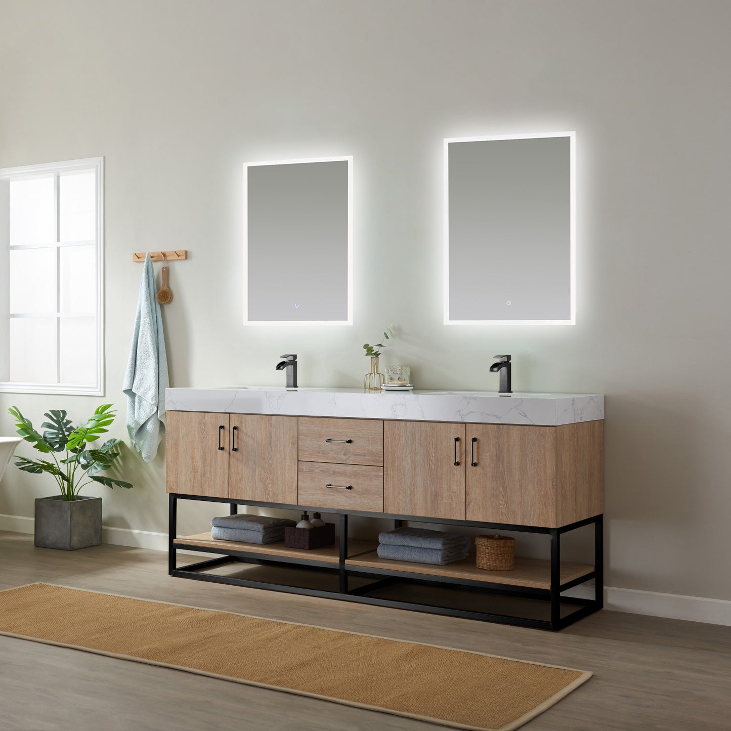 Alistair 72B" Double Vanity in North American Oak
