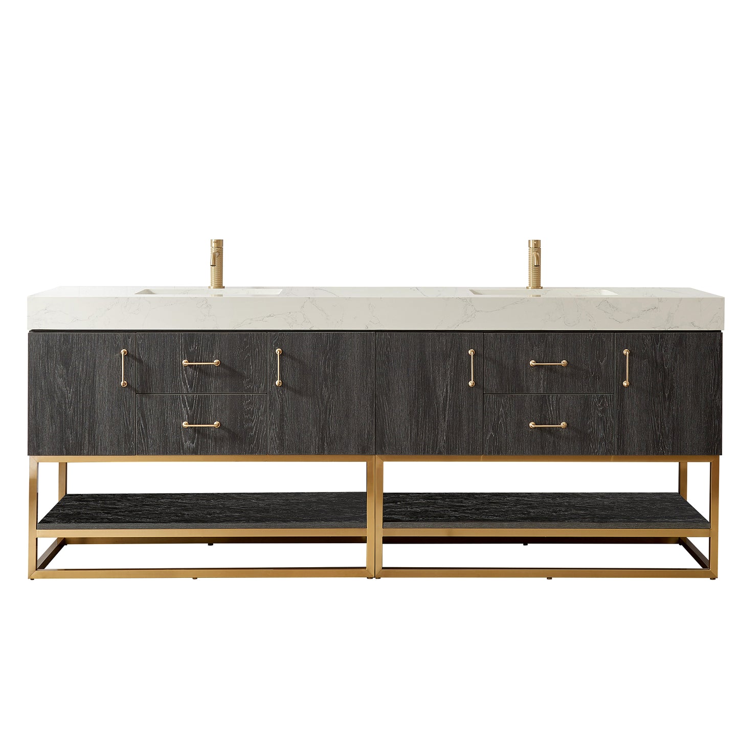 Alistair 84" Double Vanity in North American Black Oak