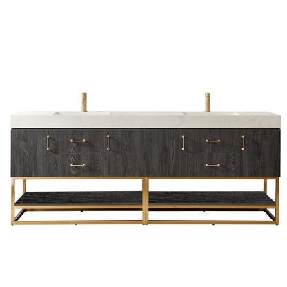 Alistair 84" Double Vanity in North American Black Oak