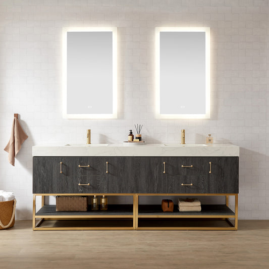 Alistair 84" Double Vanity in North American Black Oak