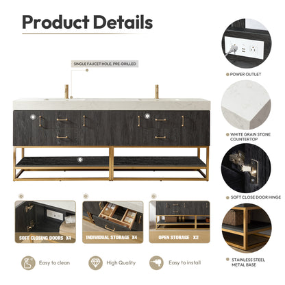 Alistair 84" Double Vanity in North American Black Oak