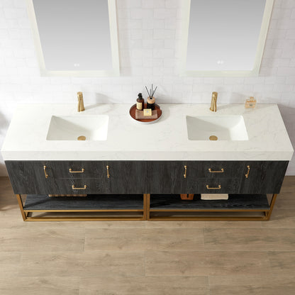 Alistair 84" Double Vanity in North American Black Oak