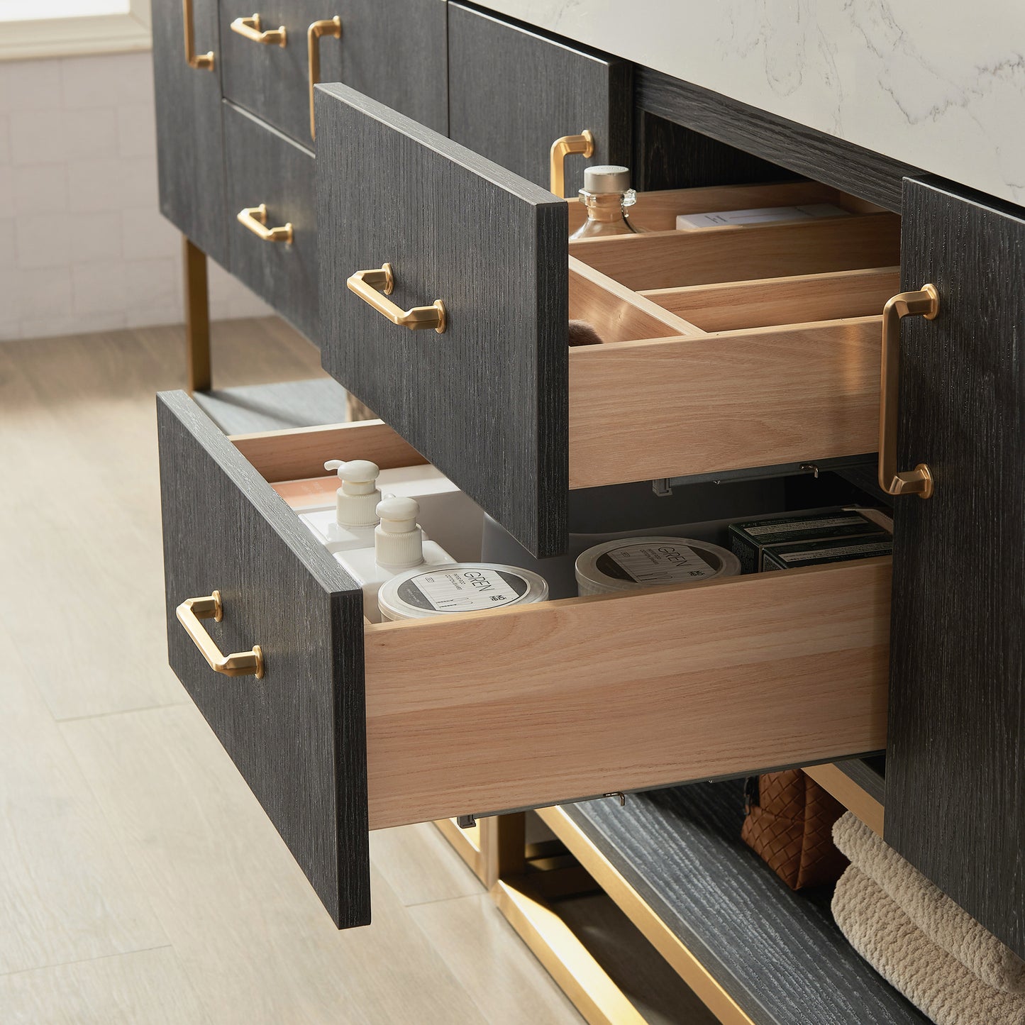 Alistair 84" Double Vanity in North American Black Oak