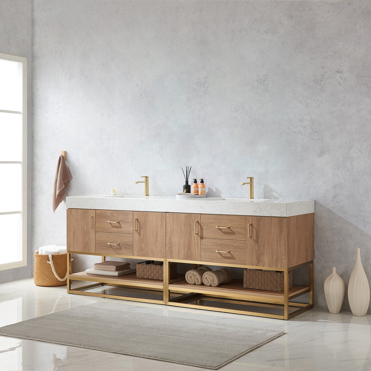 Alistair 84" Double Vanity in North American Oak