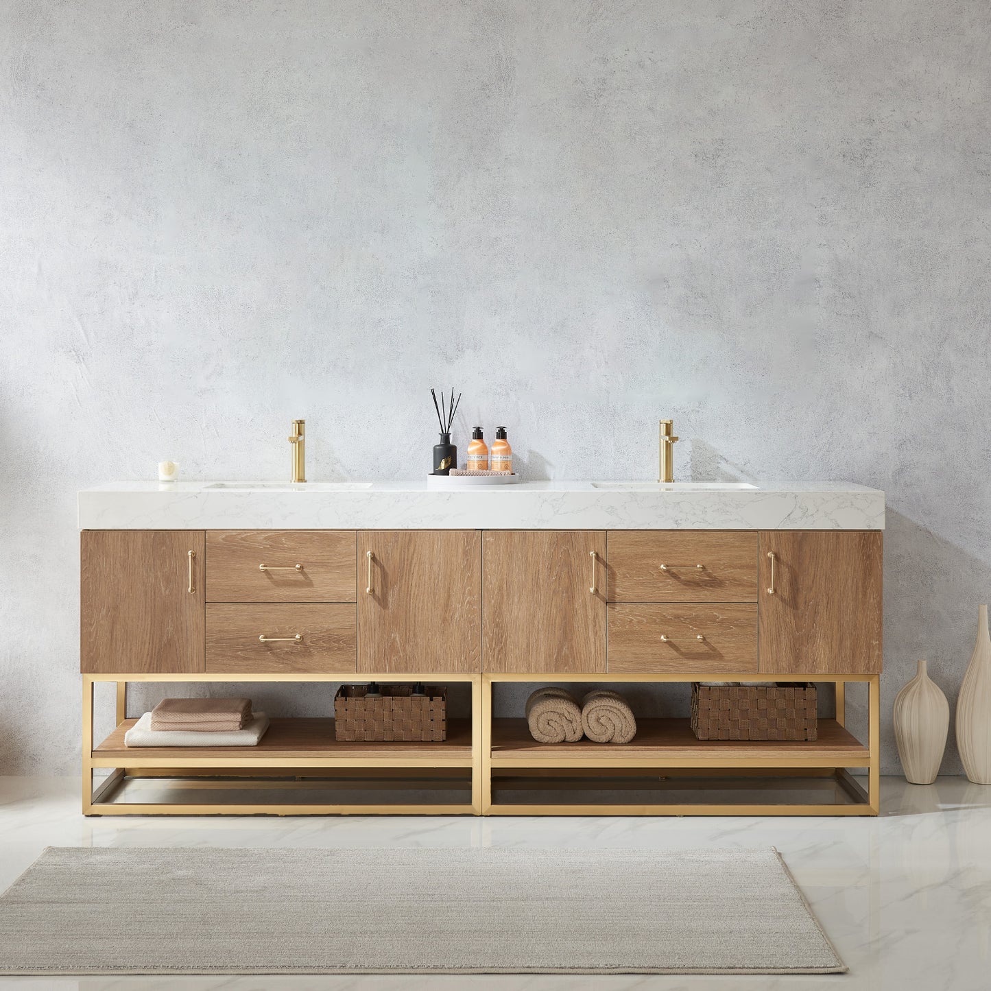 Alistair 84" Double Vanity in North American Oak