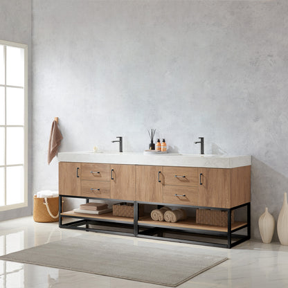 Alistair 84B" Double Vanity in North American Oak