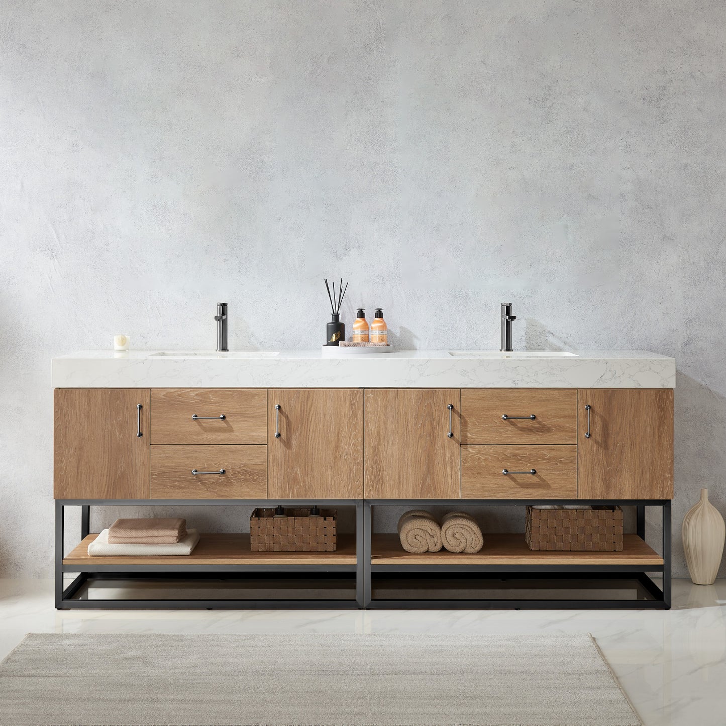 Alistair 84B" Double Vanity in North American Oak
