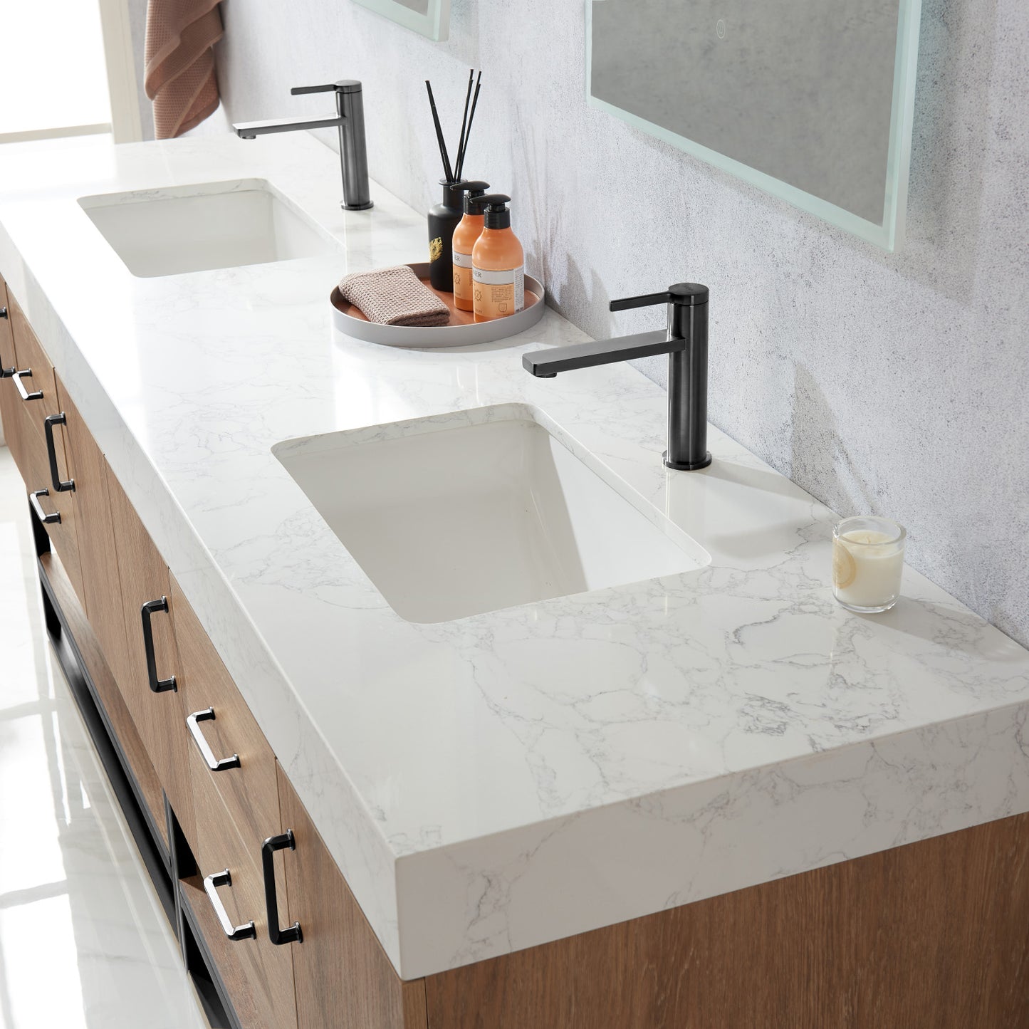 Alistair 84B" Double Vanity in North American Oak