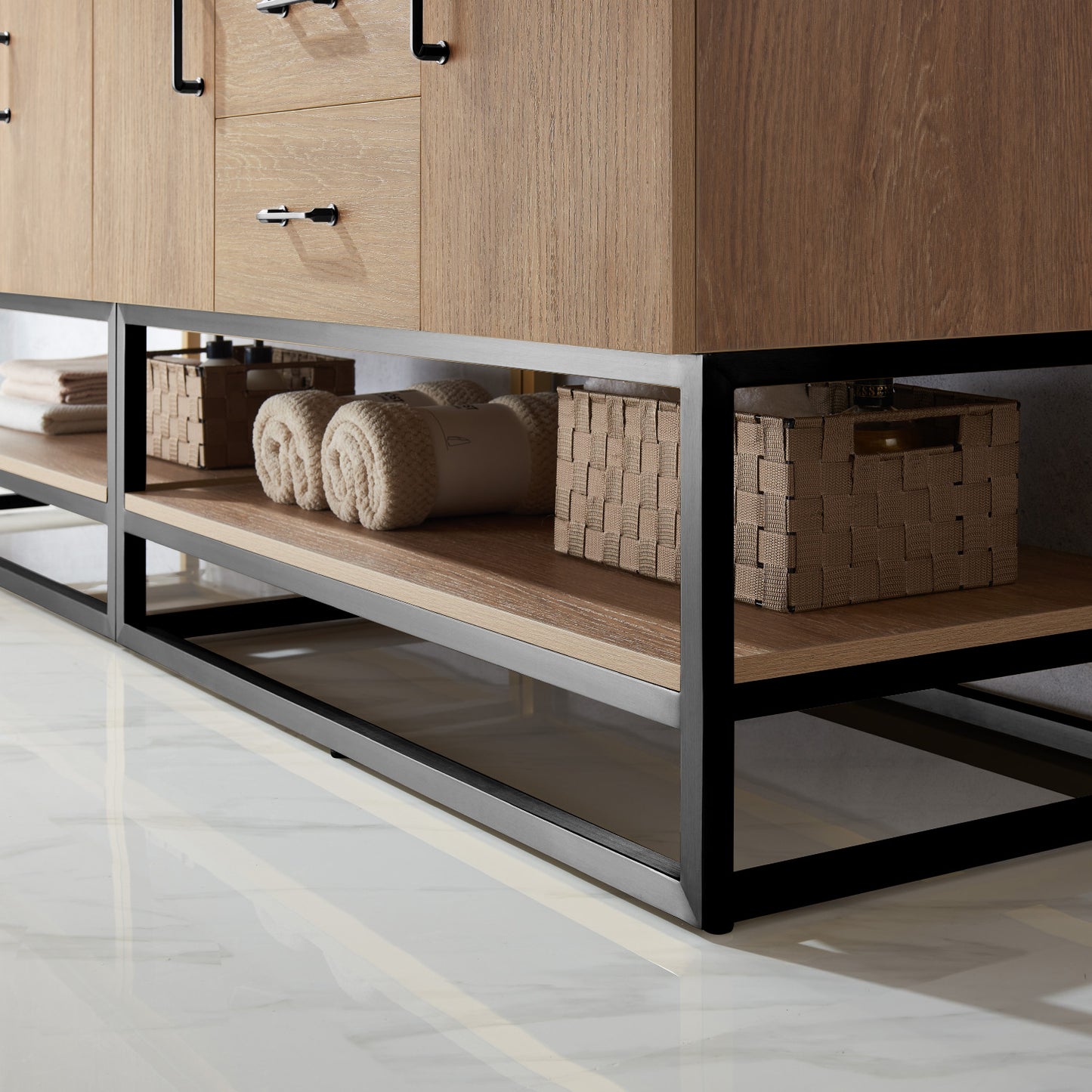 Alistair 84B" Double Vanity in North American Oak