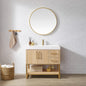 Kolkata 36" Single Sink Bath Vanity in Weathered Oak with White Grain Composite Stone Top