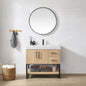 Kolkata 36B" Single Sink Bath Vanity in Weathered Oak with White Grain Composite Stone Top