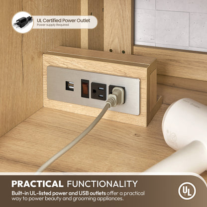 Kolkata 36B" Single Sink Bath Vanity in Weathered Oak with White Grain Composite Stone Top