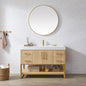 Kolkata 48" Single Sink Bath Vanity in Weathered Oak with White Grain Composite Stone Top