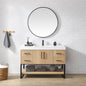Kolkata 48B" Single Sink Bath Vanity in Weathered Oak with White Grain Composite Stone Top