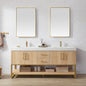Kolkata 72" Double Sink Bath Vanity in Weathered Oak with White Grain Composite Stone Top