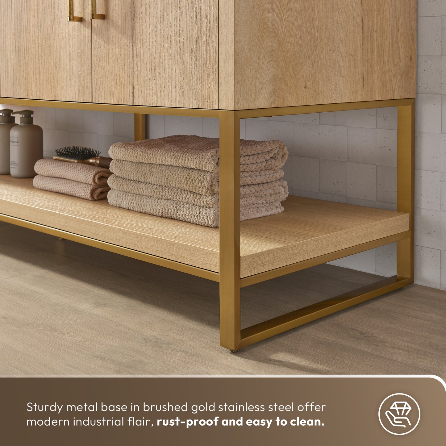 Kolkata 72" Double Sink Bath Vanity in Weathered Oak with White Grain Composite Stone Top