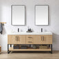 Kolkata 72B" Double Sink Bath Vanity in Weathered Oak with White Grain Composite Stone Top