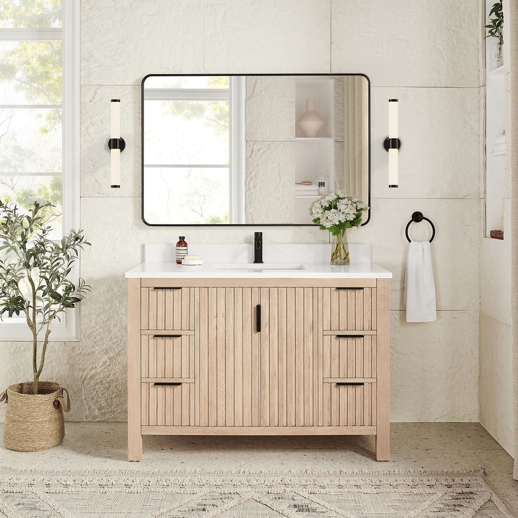 Shenzhen 48" Single Sink Bath Vanity in Aged Natural Oak