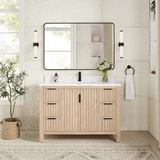 Shenzhen 48" Single Sink Bath Vanity in Aged Natural Oak