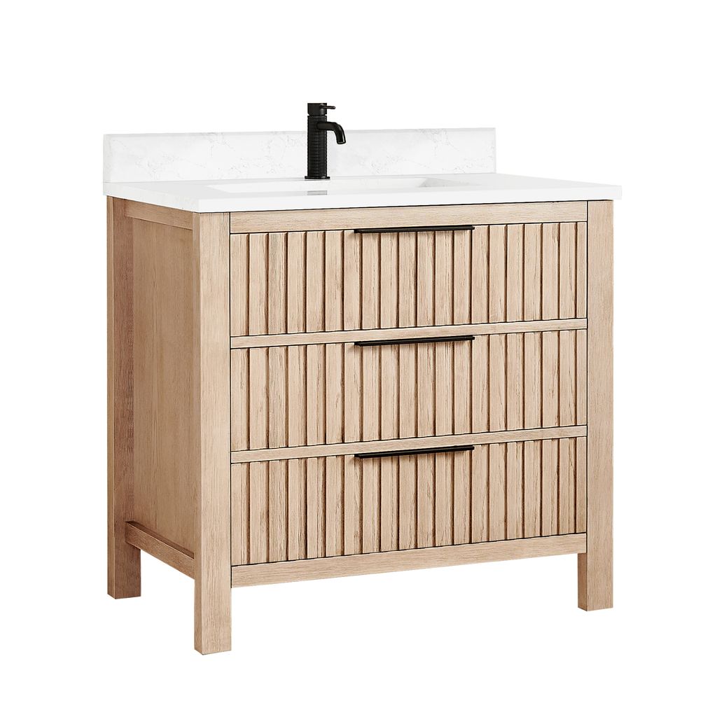 Shenzhen 36" Single Sink Bath Vanity in Aged Natural Oak