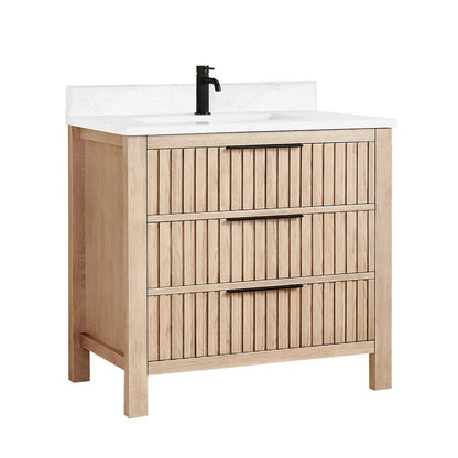 Shenzhen 36" Single Sink Bath Vanity in Aged Natural Oak
