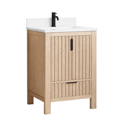 Shenzhen 24" Single Sink Bath Vanity in Aged Natural Oak