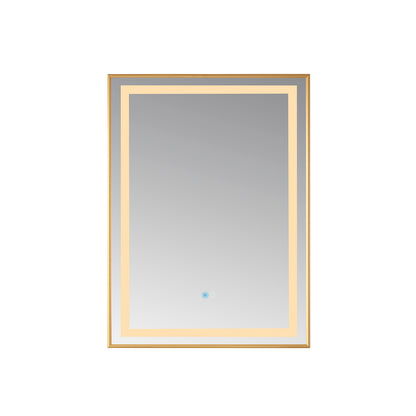 Teruel 24" Rectangular Aluminum Framed LED Wall Mount Bathroom Vanity Mirror in Gold