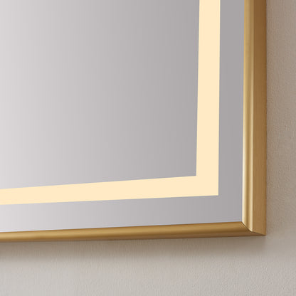 Teruel 24" Rectangular Aluminum Framed LED Wall Mount Bathroom Vanity Mirror in Gold