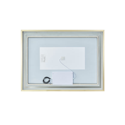 Teruel 24" Rectangular Aluminum Framed LED Wall Mount Bathroom Vanity Mirror in Gold