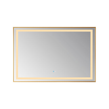 Teruel 36" Rectangular Aluminum Framed LED Wall Mount Bathroom Vanity Mirror in Gold